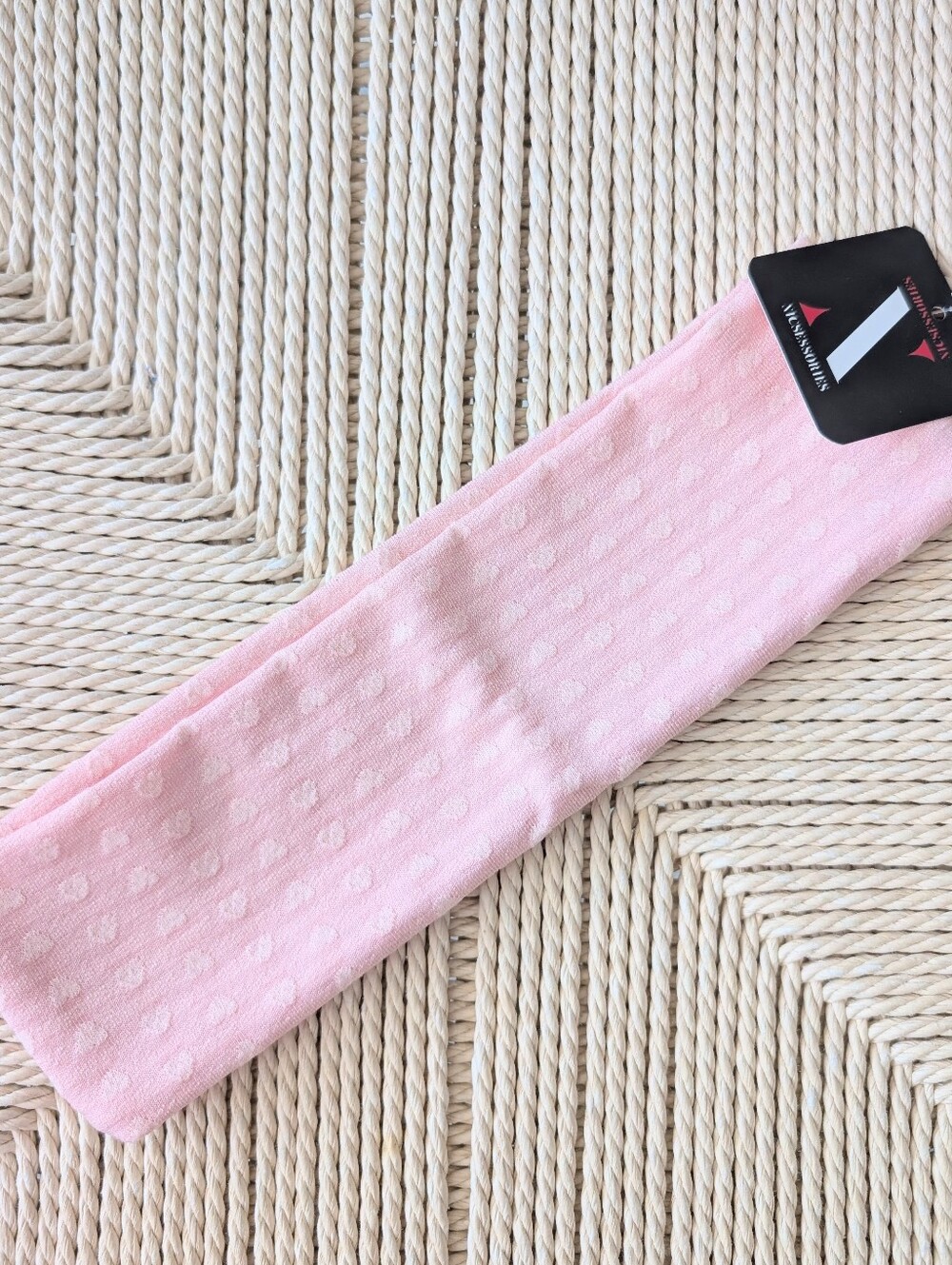 Light Pink Pointelle Knit Headband